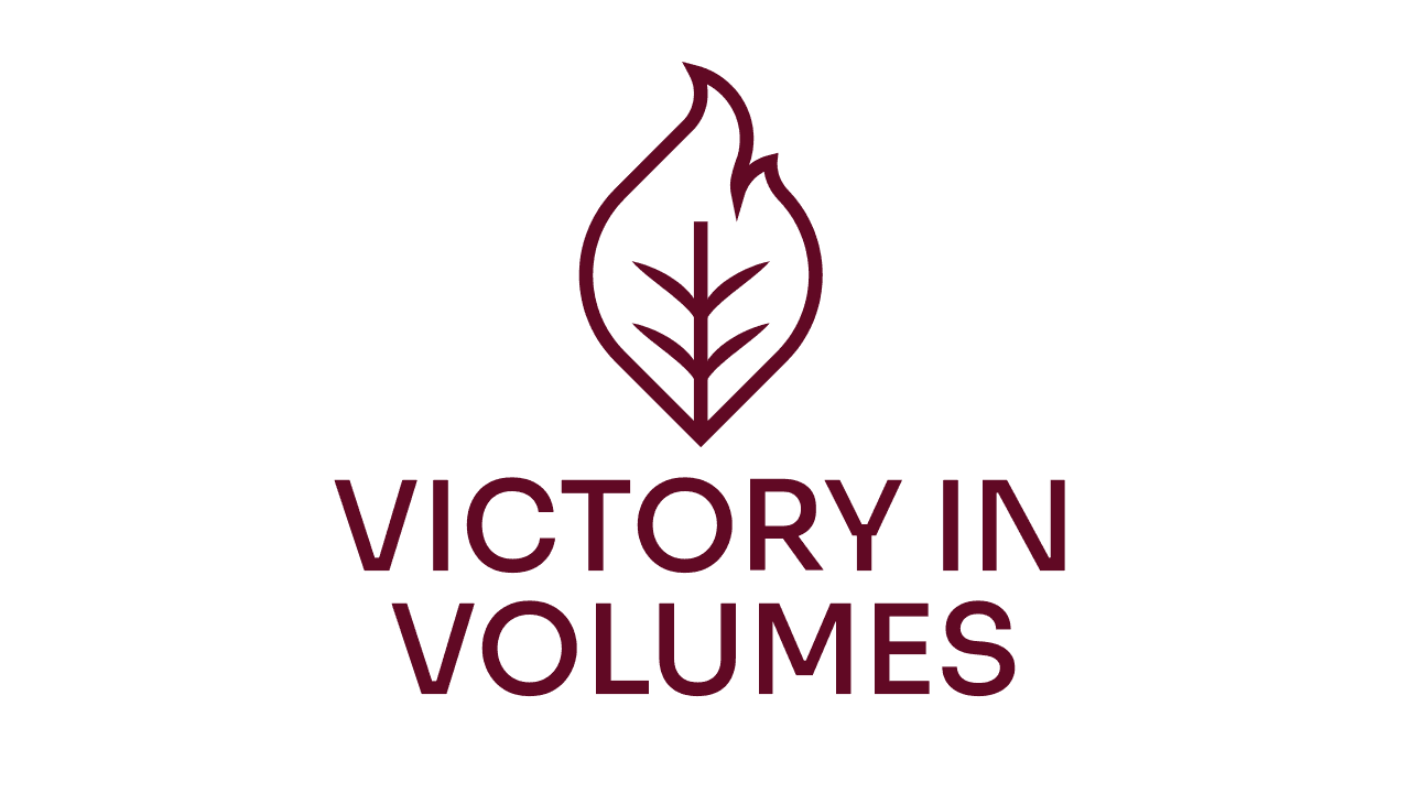 Victory In Volumes vertical logo lockup